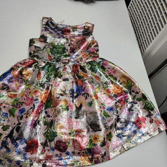 H&M Girls Nathalie Lété Jacquard Weave Metallic Shimmer Elegant Dress Size 8 - Picture 13 of 13